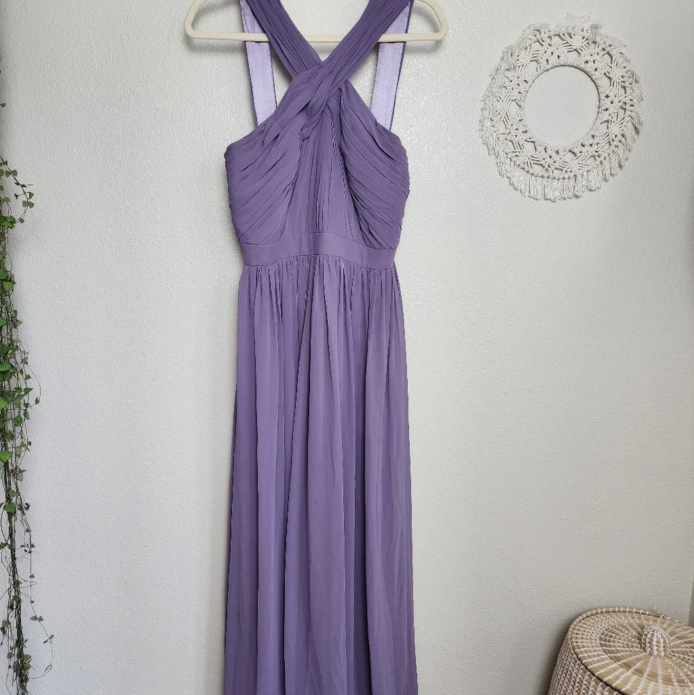Monique Lhuillier Crisscross Chiffon Gown In Purple Women's Size 10